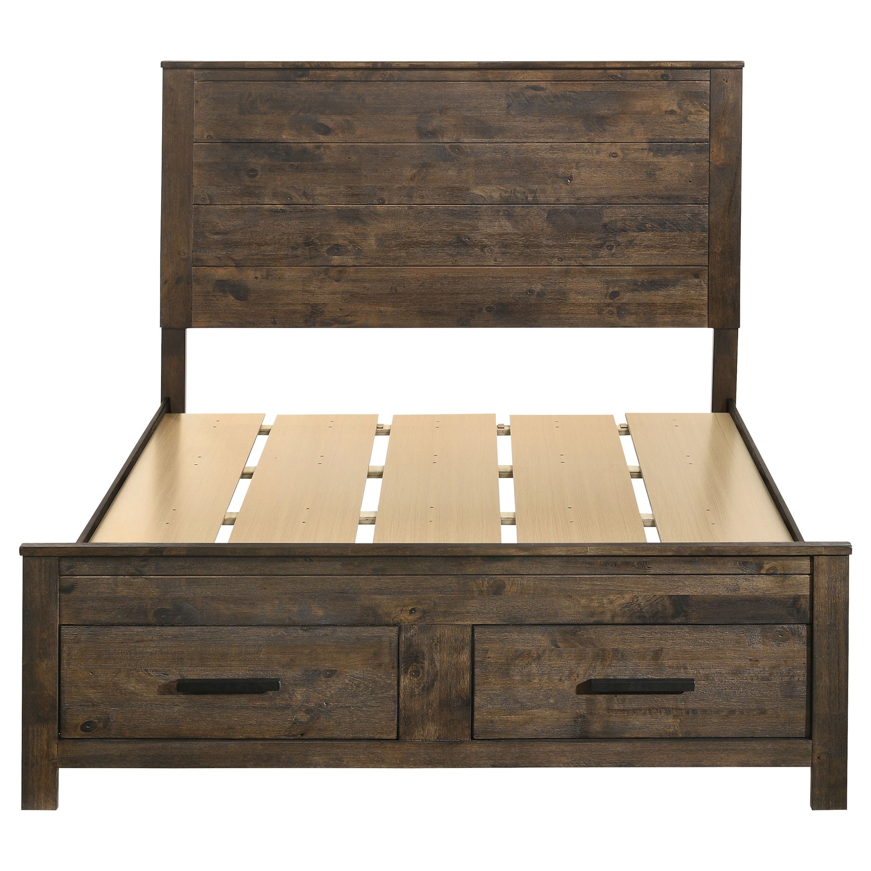 Woodmont Wood Queen Storage Panel Bed Rustic Golden Brown - Tampa Furniture Outlet