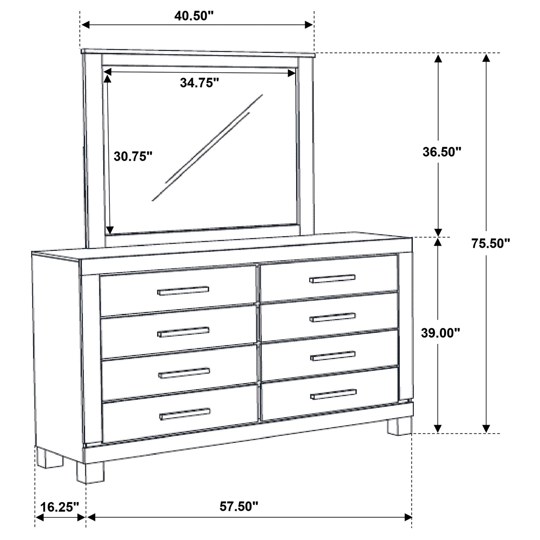Woodmont 8-drawer Dresser with Mirror Rustic Golden Brown - Tampa Furniture Outlet
