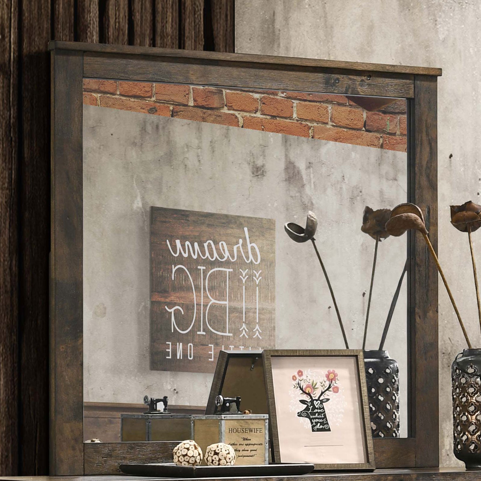 Woodmont Dresser Mirror Rustic Golden Brown - Tampa Furniture Outlet