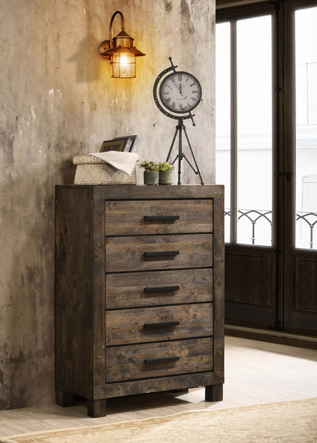 Woodmont 5-drawer Bedroom Chest Rustic Golden Brown - Tampa Furniture Outlet