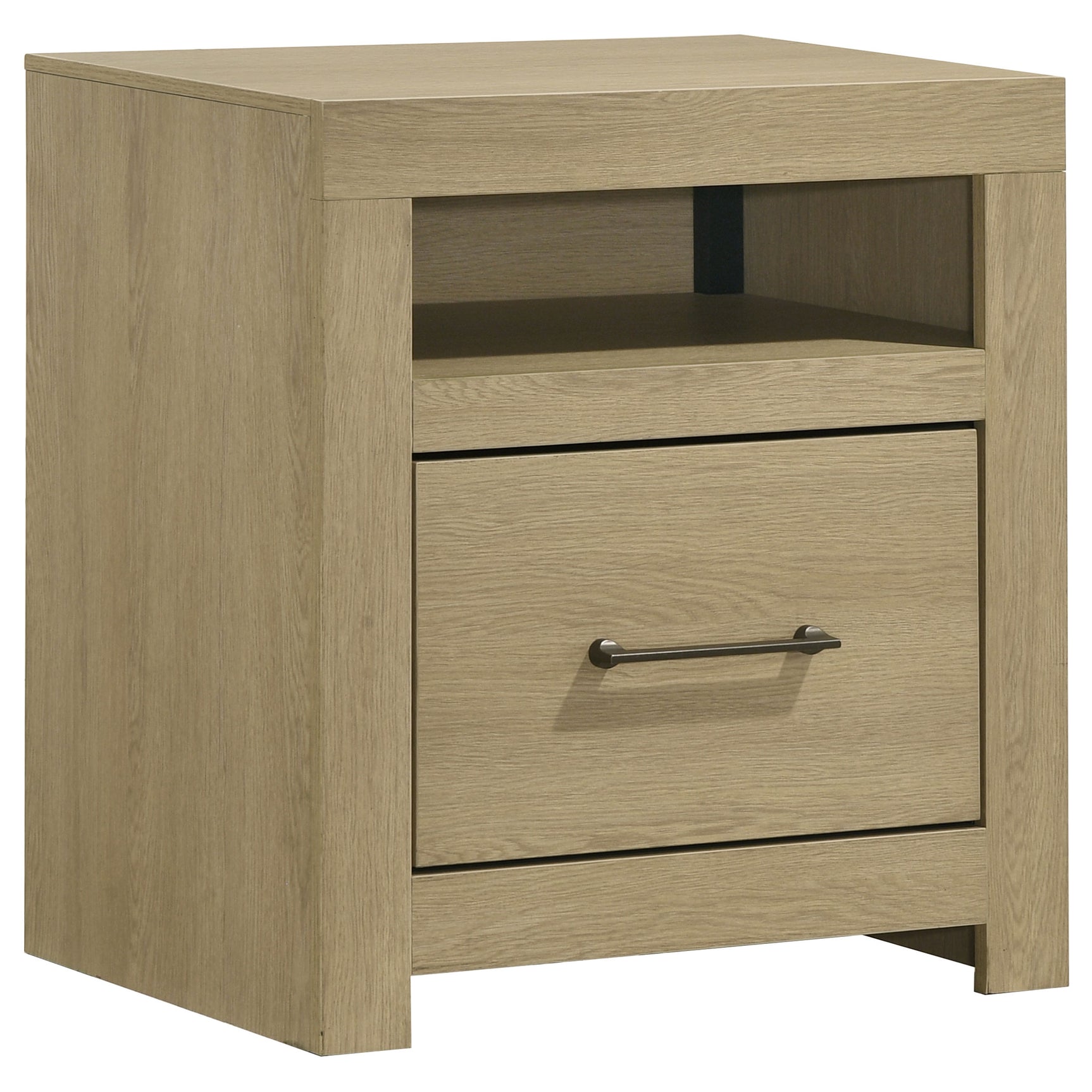 Tampa Furniture Outlet - Coaster - Hendricks 1-drawer Nightstand Bedside Table with Cubby Light Oak - 222652