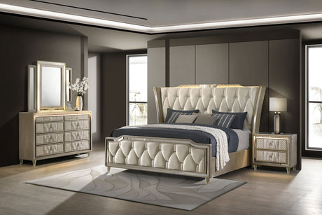 Tampa Furniture Outlet - Coaster - Lorient 4-piece California King Bedroom Set Ivory and Camel - 222661KW-S4
