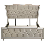 Lorient California King LED Upholstered Bed Ivory and Camel