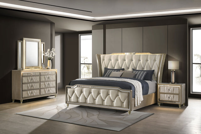 Tampa Furniture Outlet - Coaster - Lorient 4-piece Queen Bedroom Set Ivory and Camel - 222661Q-S4