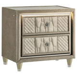 Tampa Furniture Outlet - Coaster - Lorient 2-drawer LED Nightstand with USB Ivory and Camel - 222662