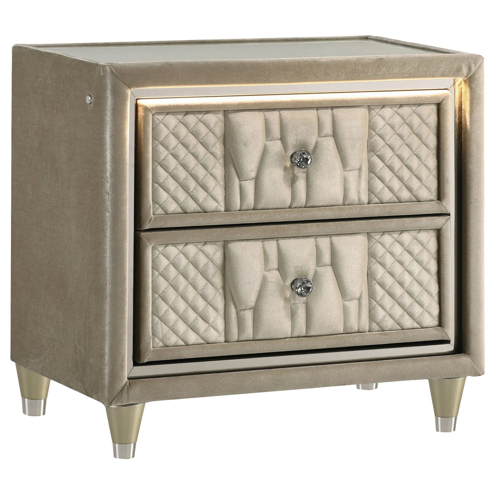 Tampa Furniture Outlet - Coaster - Lorient 2-drawer LED Nightstand with USB Ivory and Camel - 222662