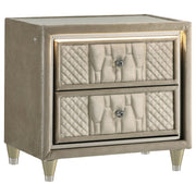 Tampa Furniture Outlet - Coaster - Lorient 2-drawer LED Nightstand with USB Ivory and Camel - 222662