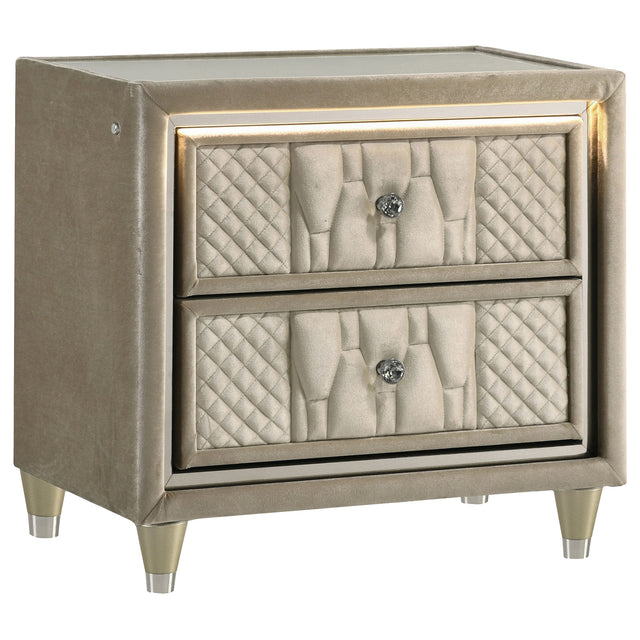 Tampa Furniture Outlet - Coaster - Lorient 2-drawer LED Nightstand with USB Ivory and Camel - 222662