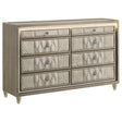Tampa Furniture Outlet - Coaster - Lorient 8-drawer LED Bedroom Dresser Cabinet Ivory and Camel - 222663