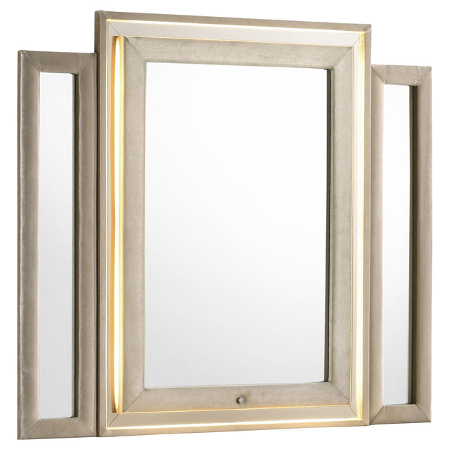 Tampa Furniture Outlet - Coaster - Lorient LED Dresser Mirror Ivory and Camel - 222664