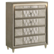Tampa Furniture Outlet - Coaster - Lorient 5-drawer LED Chest of Drawers Ivory and Camel - 222665
