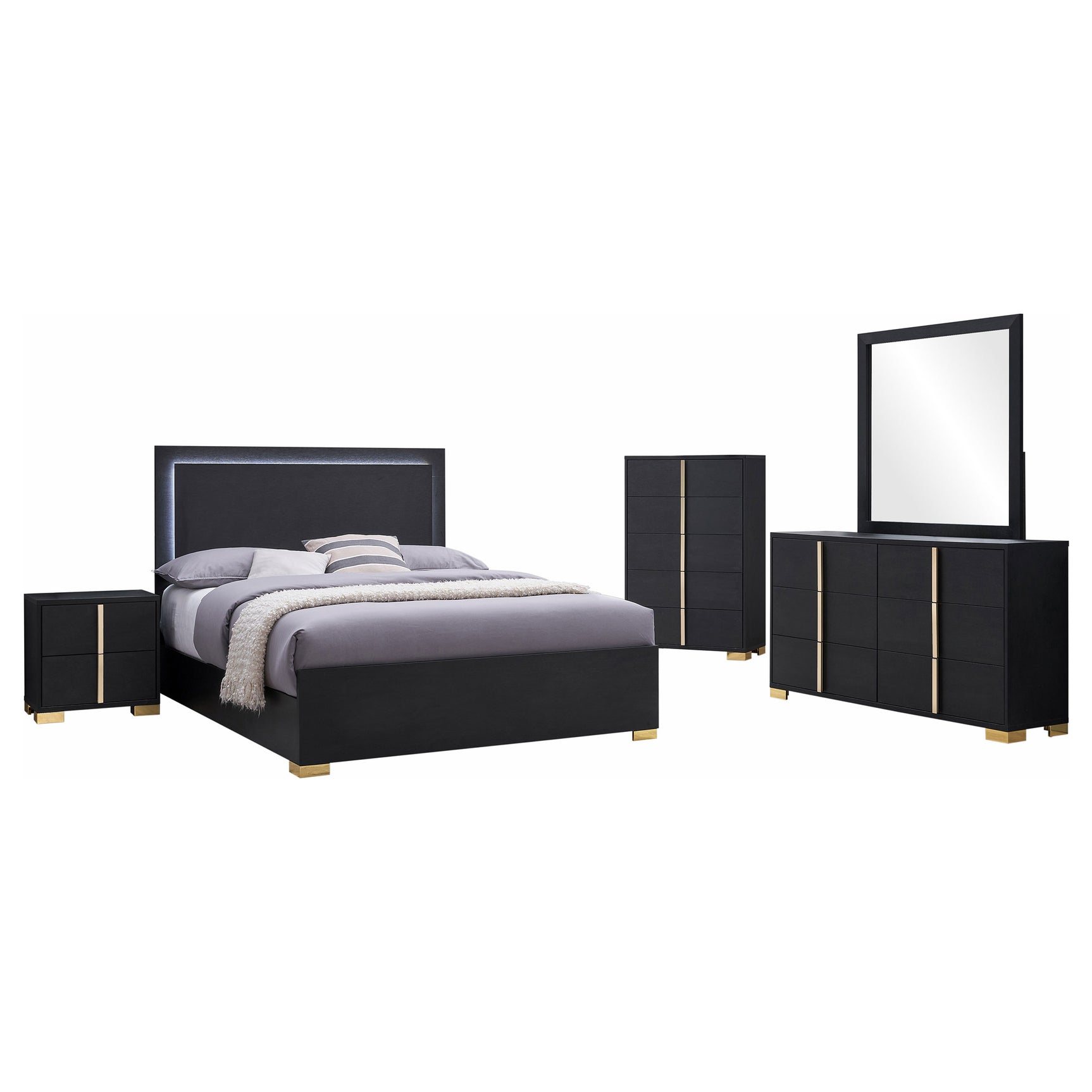Marceline 5-piece Full Bedroom Set Black - Tampa Furniture Outlet