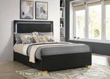 Marceline Wood Full LED Panel Bed Black - Tampa Furniture Outlet