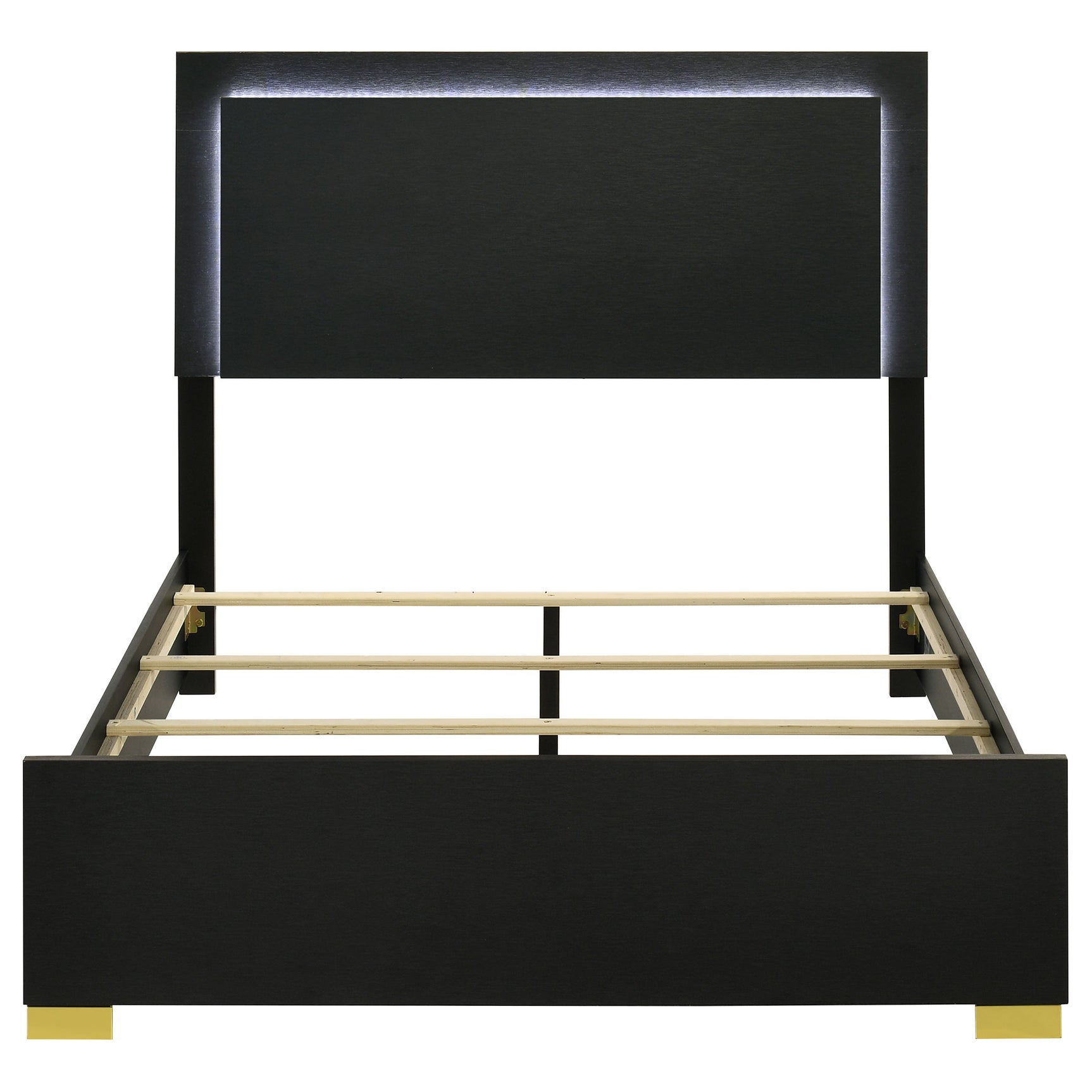 Marceline Wood Full LED Panel Bed Black - Tampa Furniture Outlet