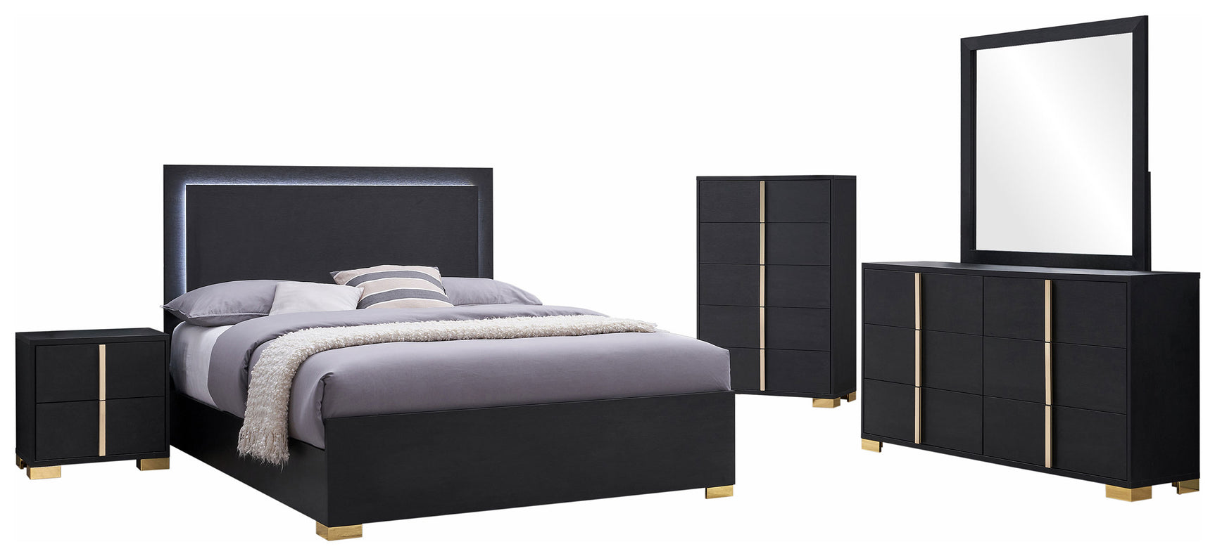 Marceline 5-piece Eastern King Bedroom Set Black - Tampa Furniture Outlet