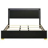 Marceline Wood Eastern King LED Panel Bed Black - Tampa Furniture Outlet