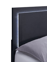 Marceline Wood Queen LED Panel Bed Black - Tampa Furniture Outlet