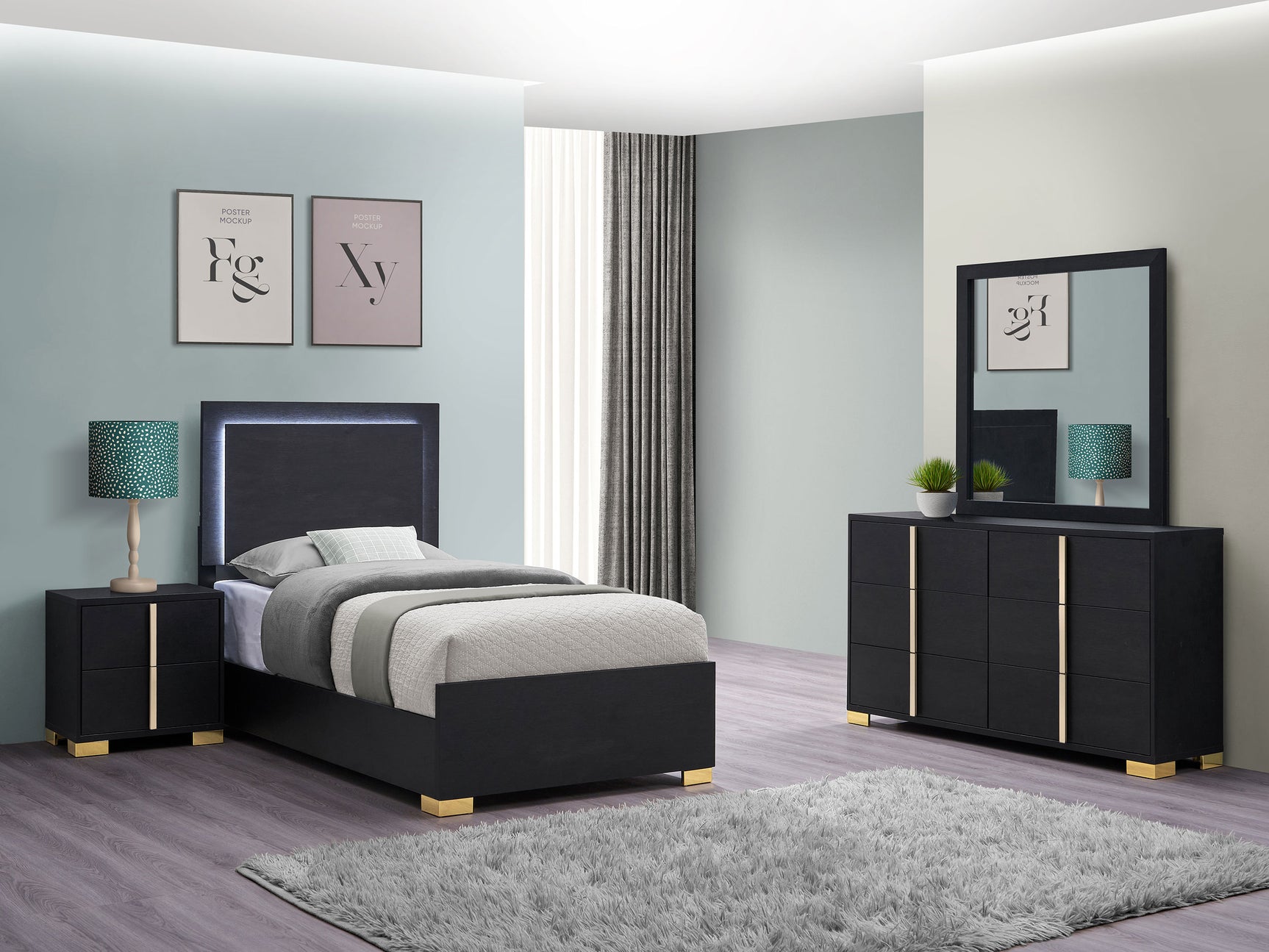 Tampa Furniture Outlet - Coaster - Marceline 4-piece Twin Bedroom Set Black - 222831T-S4