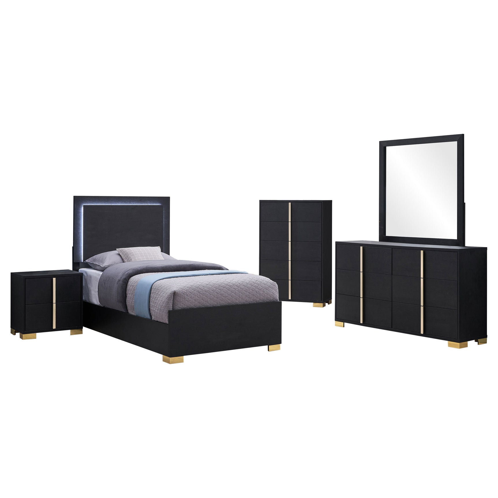 Marceline 5-piece Twin Bedroom Set Black - Tampa Furniture Outlet