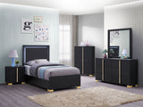 Marceline Wood Twin LED Panel Bed Black - Tampa Furniture Outlet