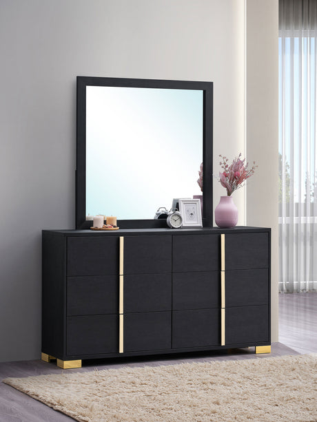 Marceline 6-drawer Dresser with Mirror Black - Tampa Furniture Outlet