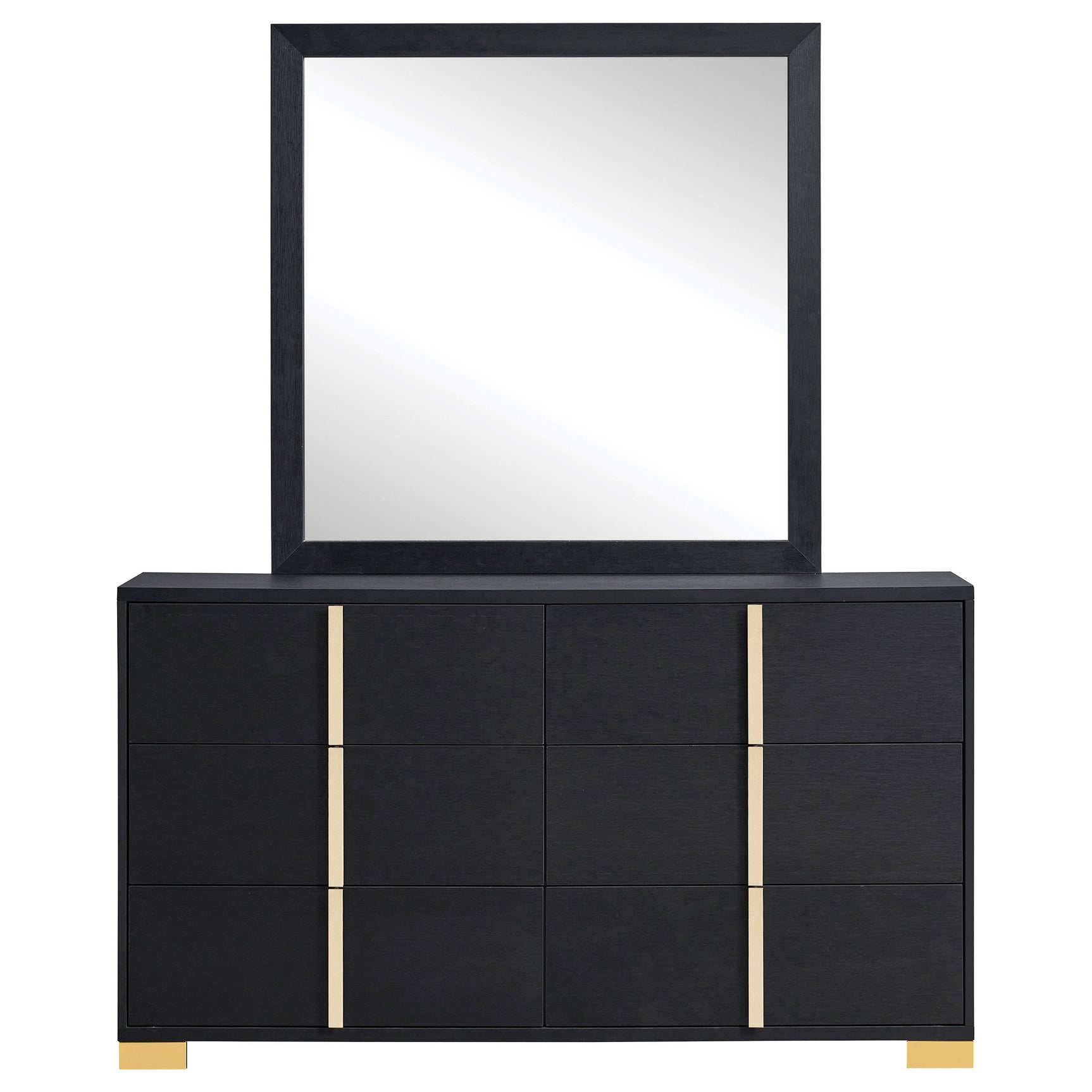 Marceline 6-drawer Dresser with Mirror Black - Tampa Furniture Outlet