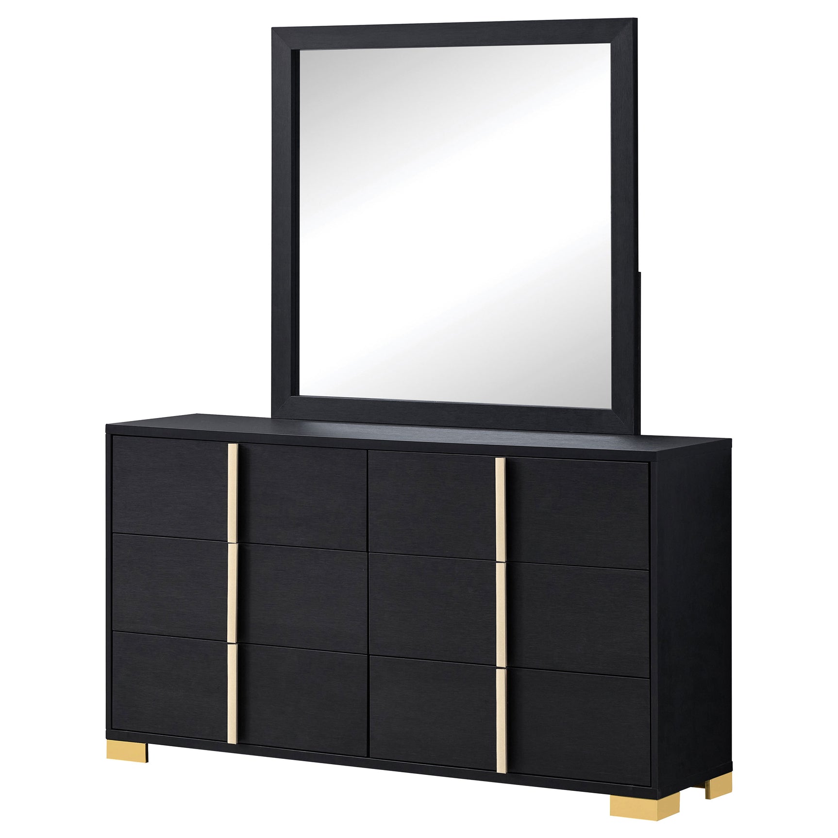 Marceline 6-drawer Dresser with Mirror Black - Tampa Furniture Outlet