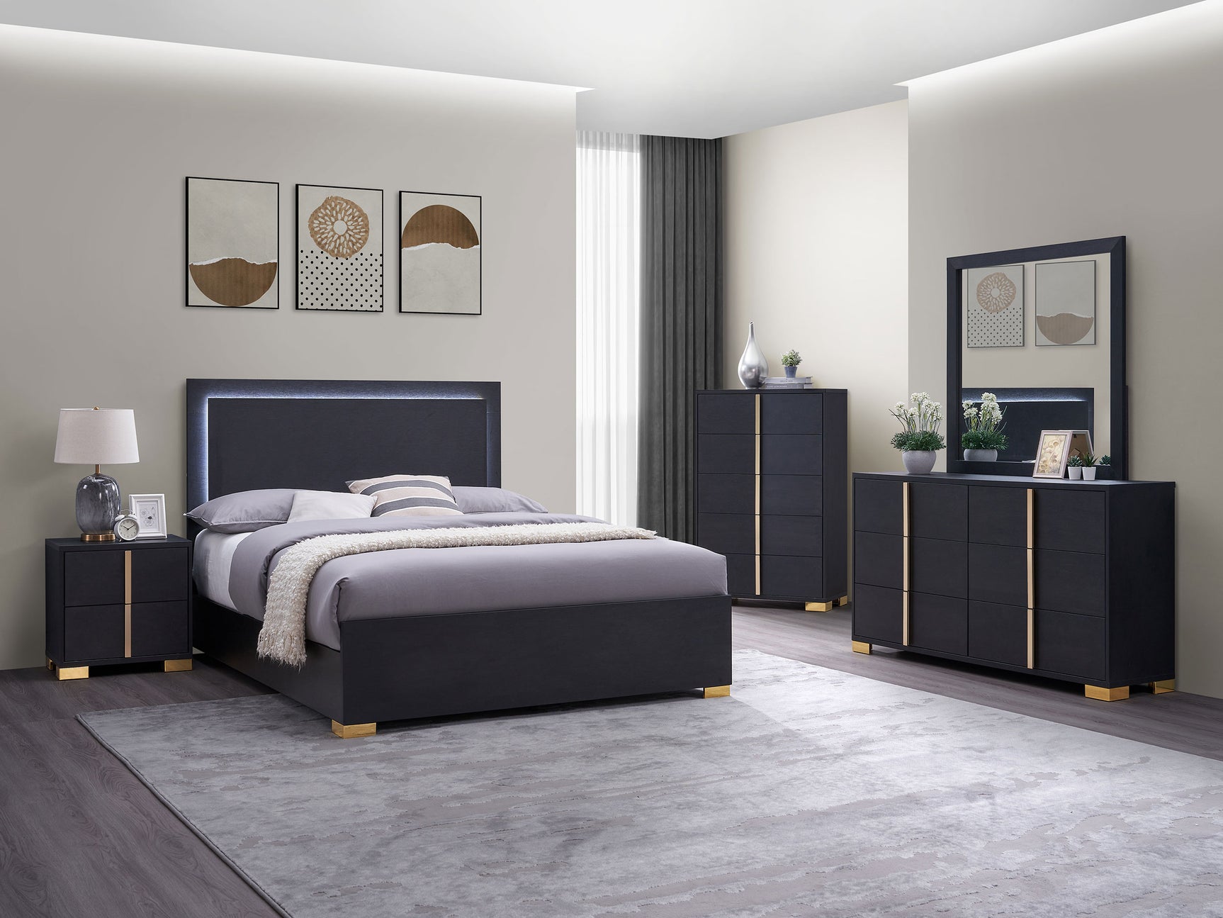 Marceline 5-drawer Bedroom Chest Black - Tampa Furniture Outlet