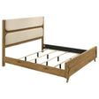 Tampa Furniture Outlet - Coaster - Bennett 78-inch Eastern King Upholstered Panel Bed Cream and Light Oak - 222901KE