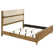 Tampa Furniture Outlet - Coaster - Bennett 78-inch Eastern King Upholstered Panel Bed Cream and Light Oak - 222901KE
