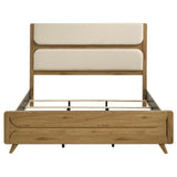 Bennett 78-inch Eastern King Upholstered Panel Bed Cream and Light Oak