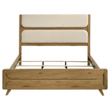 Bennett 78-inch California King Upholstered Panel Bed Cream and Light Oak
