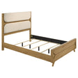 Tampa Furniture Outlet - Coaster - Bennett 63-inch Queen Upholstered Panel Bed Cream and Light Oak - 222901Q