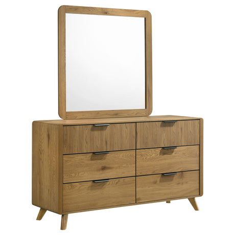 Tampa Furniture Outlet - Coaster - Bennett 6-drawer Bedroom Dresser and Mirror Set Light Oak - 222903M