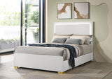 Marceline Wood Full LED Panel Bed White - Tampa Furniture Outlet