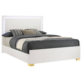 Marceline Wood Queen LED Panel Bed White - Tampa Furniture Outlet