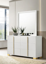 Marceline 6-drawer Dresser with Mirror White - Tampa Furniture Outlet