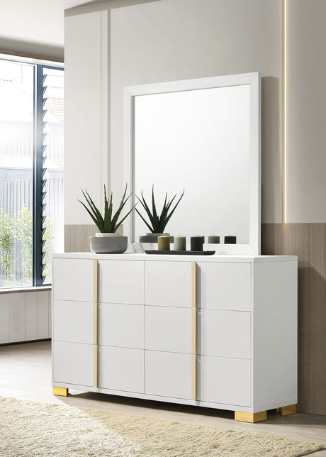 Marceline 6-drawer Dresser with Mirror White - Tampa Furniture Outlet