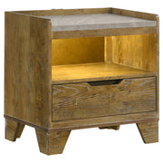Tampa Furniture Outlet - Coaster - Henderson 1-drawer LED Nightstand Bedside Table Medium Oak - 222972