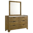 Tampa Furniture Outlet - Coaster - Henderson 6-drawer Bedroom Dresser with Mirror Medium Oak - 222973M