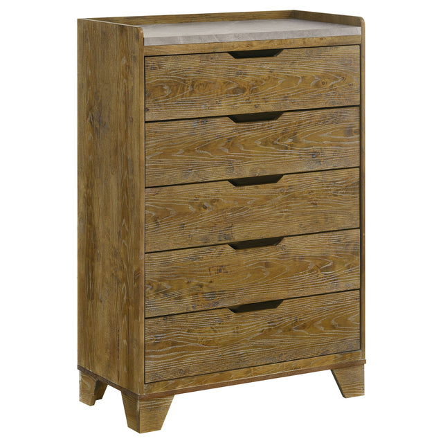 Tampa Furniture Outlet - Coaster - Henderson 5-drawer Bedroom Chest of Drawers Medium Oak - 222975