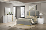 Tampa Furniture Outlet - Coaster - Ines 4-piece Eastern King Bedroom Set Grey and White High Gloss - 223091GRYKE-S4