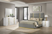 Tampa Furniture Outlet - Coaster - Ines 4-piece Queen Bedroom Set Grey and White High Gloss - 223091GRYQ-S4