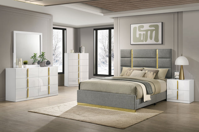 Tampa Furniture Outlet - Coaster - Ines 5-piece Queen Bedroom Set Grey and White High Gloss - 223091GRYQ-S5