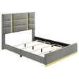 Tampa Furniture Outlet - Coaster - Ines 56-inch Fabric Upholstered Queen Panel Bed Grey - 223091GRYQ