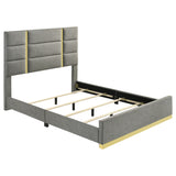 Tampa Furniture Outlet - Coaster - Ines 56-inch Fabric Upholstered Queen Panel Bed Grey - 223091GRYQ
