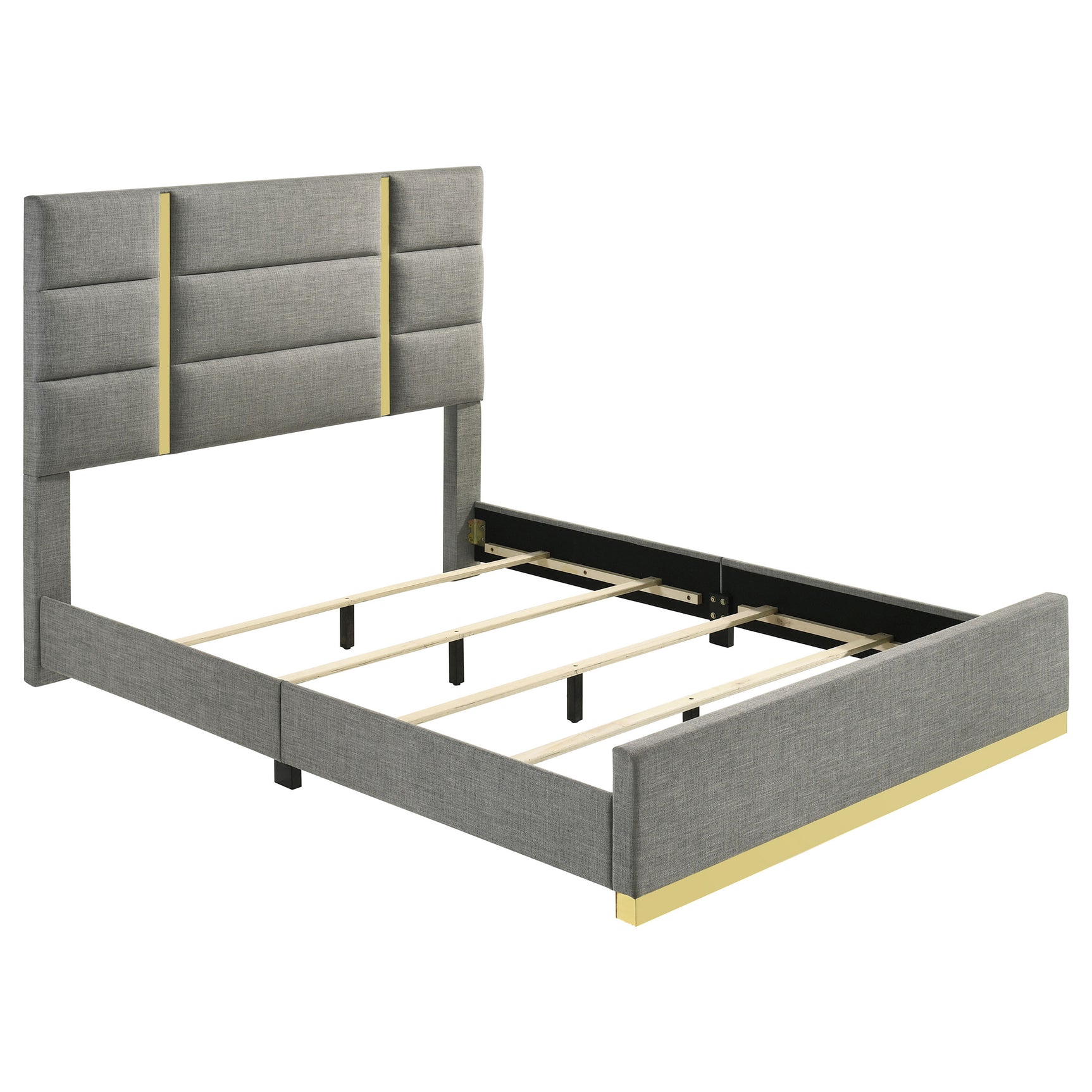 Tampa Furniture Outlet - Coaster - Ines 56-inch Fabric Upholstered Queen Panel Bed Grey - 223091GRYQ