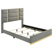 Tampa Furniture Outlet - Coaster - Ines 56-inch Fabric Upholstered Queen Panel Bed Grey - 223091GRYQ