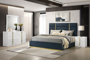 Tampa Furniture Outlet - Coaster - Ines 4-piece Eastern King Bedroom Set Navy and White High Gloss - 223091NVYKE-S4