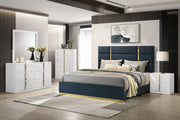 Tampa Furniture Outlet - Coaster - Ines 5-piece Eastern King Bedroom Set Navy and White High Gloss - 223091NVYKE-S5